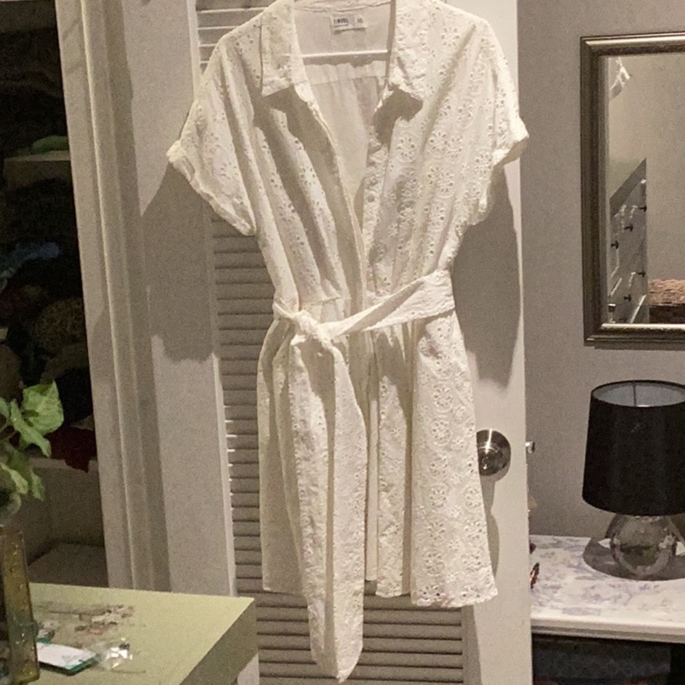 Tinsel White Buttoned Mini Sundress